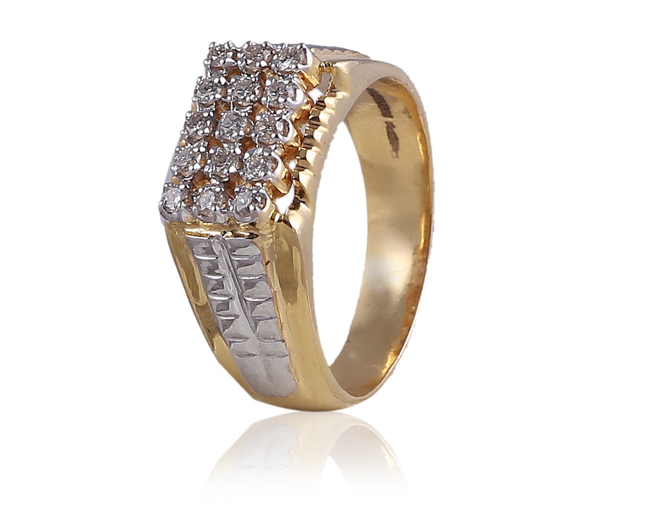 1/2 Cts Round Brilliant Cut Diamonds 15-Stone Men’s Anniversary Ring In 14K Gold