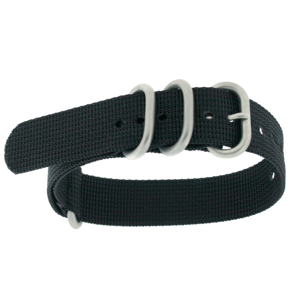 Nylon Watch Band One Piece Sport Strap Blue Black 22mm Extra Long 11″