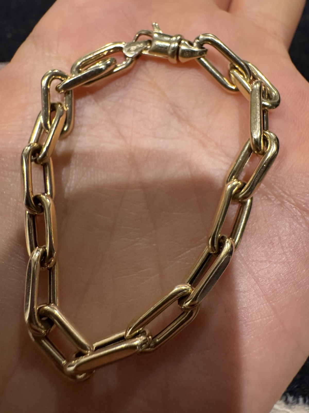 6inch 14k paper clip bracelet Italy 6.49grams Stamped 585