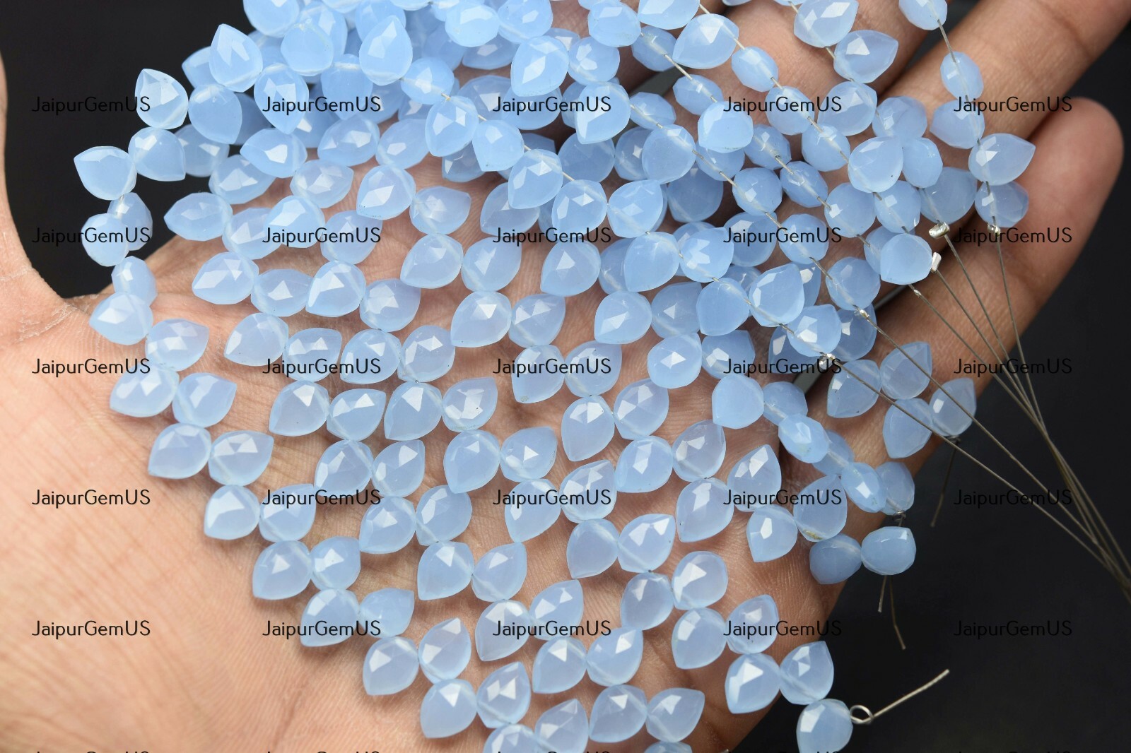 7 Inches Strand, Holly Blue Quartz Faceted Fancy Pear Shape Size-8.00mm Approx