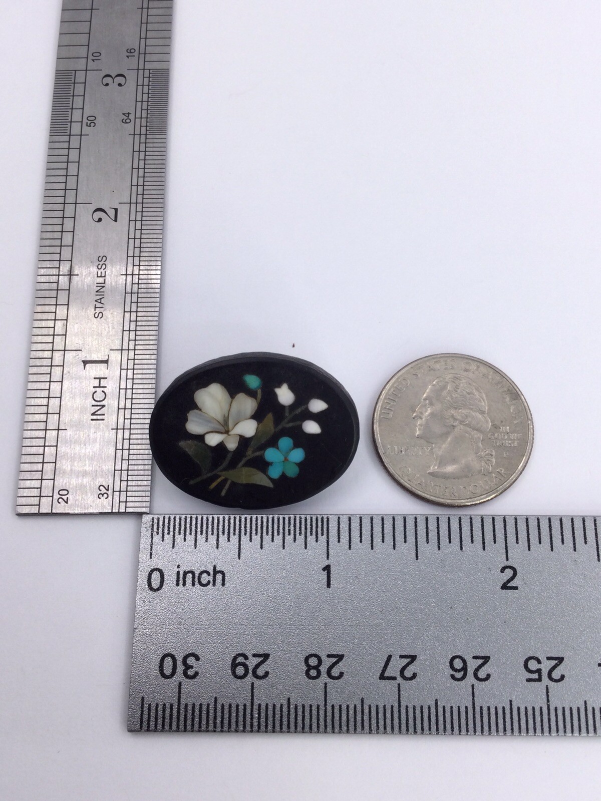 PETRA DURA FLORAL PIN – GOLD FILLED (V477)