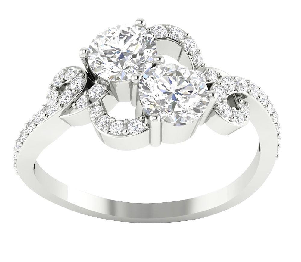 Solitaire Ring Forever Us Two Stone I1 G 1.35 Ct Natural Diamond 14K White Gold