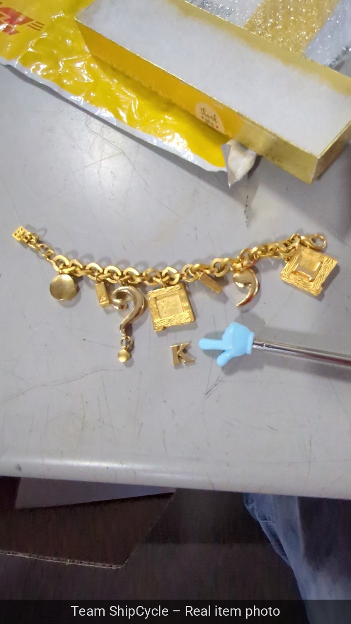 Karl Lagerfeld Vintage Charm Bracelet Brushed Gold Matte Chunky Runway 9 G2U