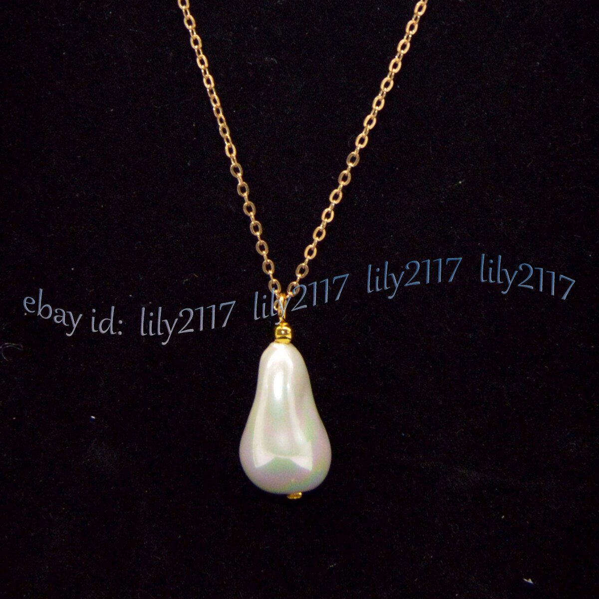 12x20mm White South Sea Baroque Shell Pearl Pendant Necklace Earrings Gold Chain