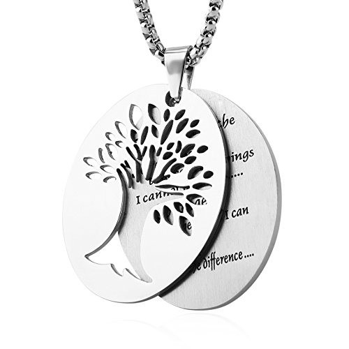 Elevate Your Spirit: Serenity Prayer Stainless Steel Necklace with Tree of Life