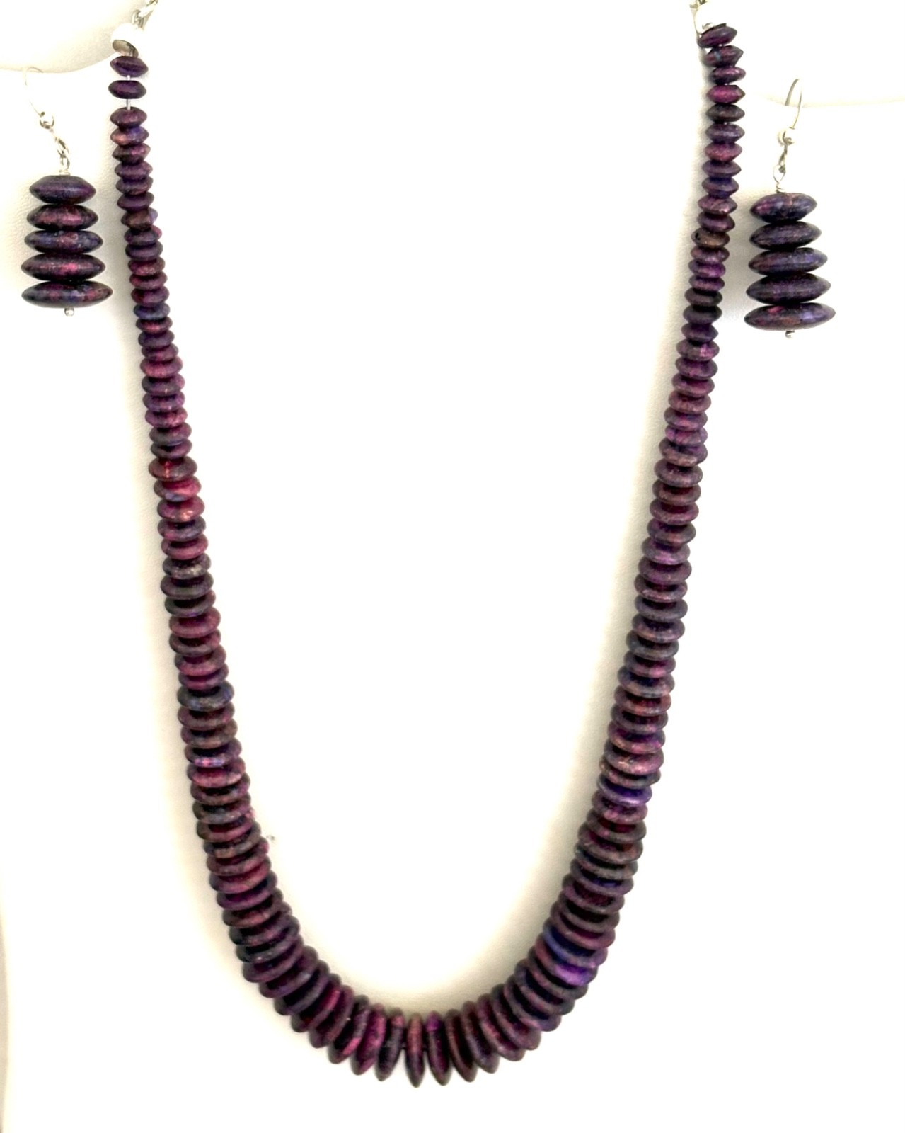 Jay King PURPLE TURQUOISE Beaded Necklace & Matching Dangle Earrings