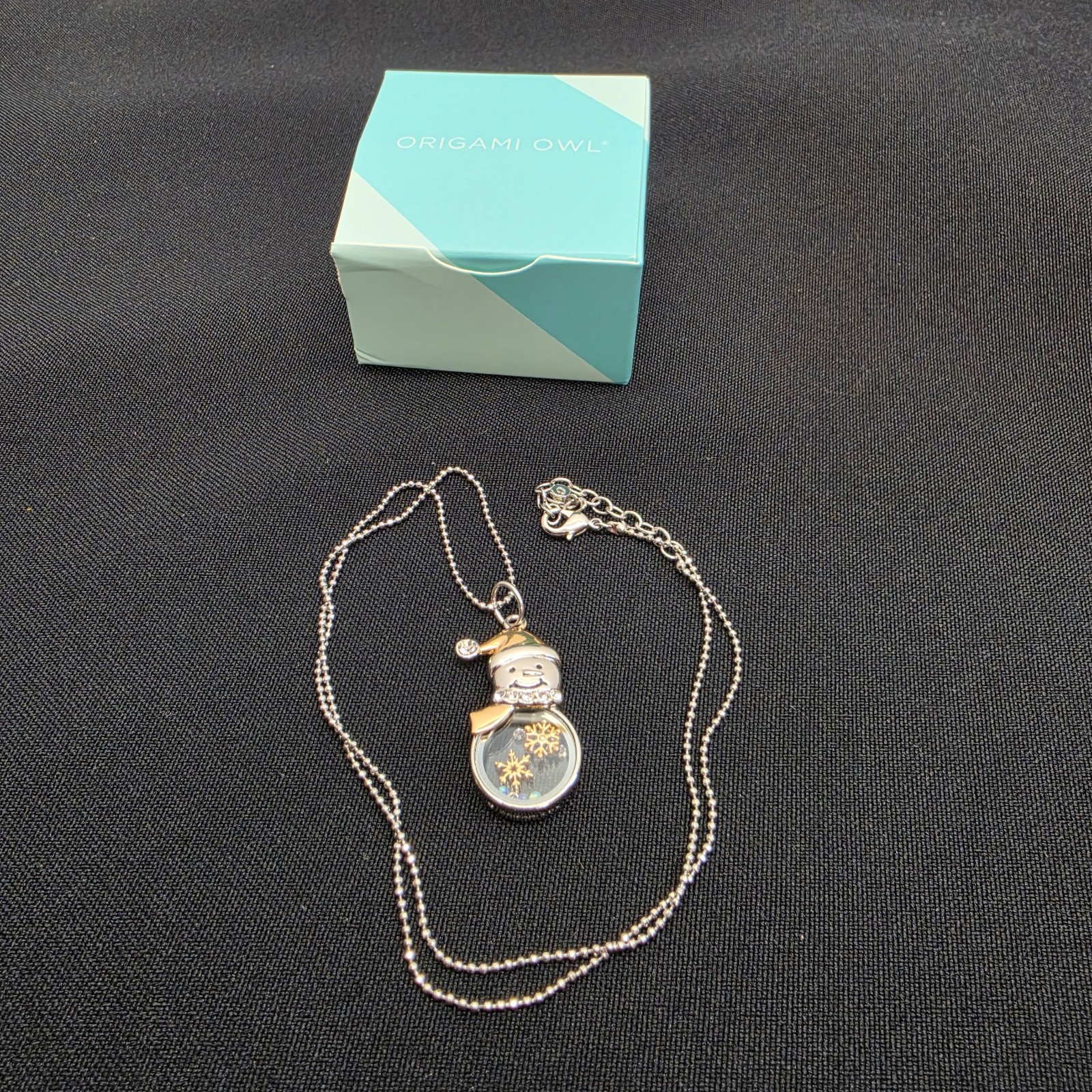 Origami Owl Silver & Rose Gold Snowman CAPSULE Locket Pendant Necklace