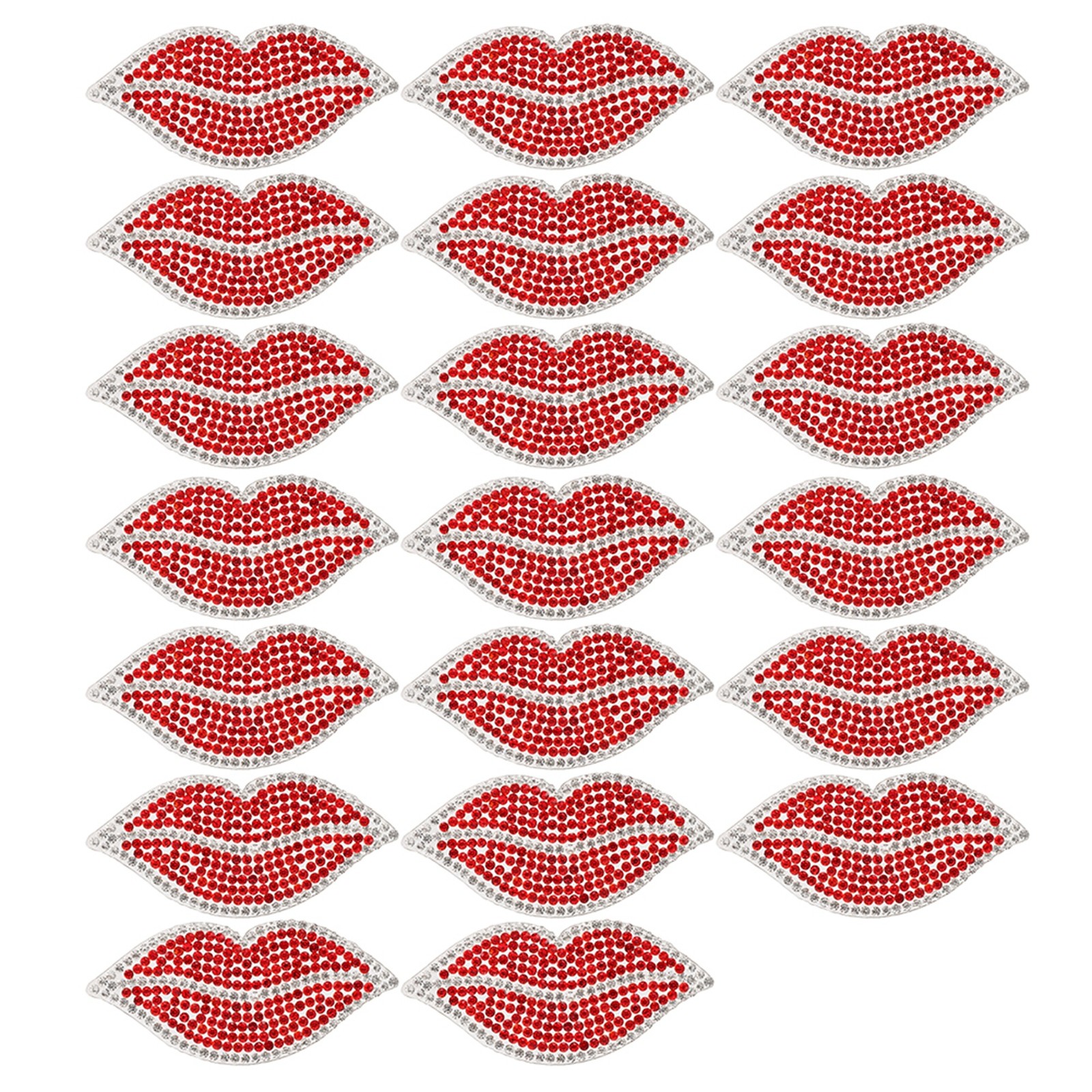 20Pcs Red Lip Rhinestones Resin Crystal Hot Pattern Clothing Decoration