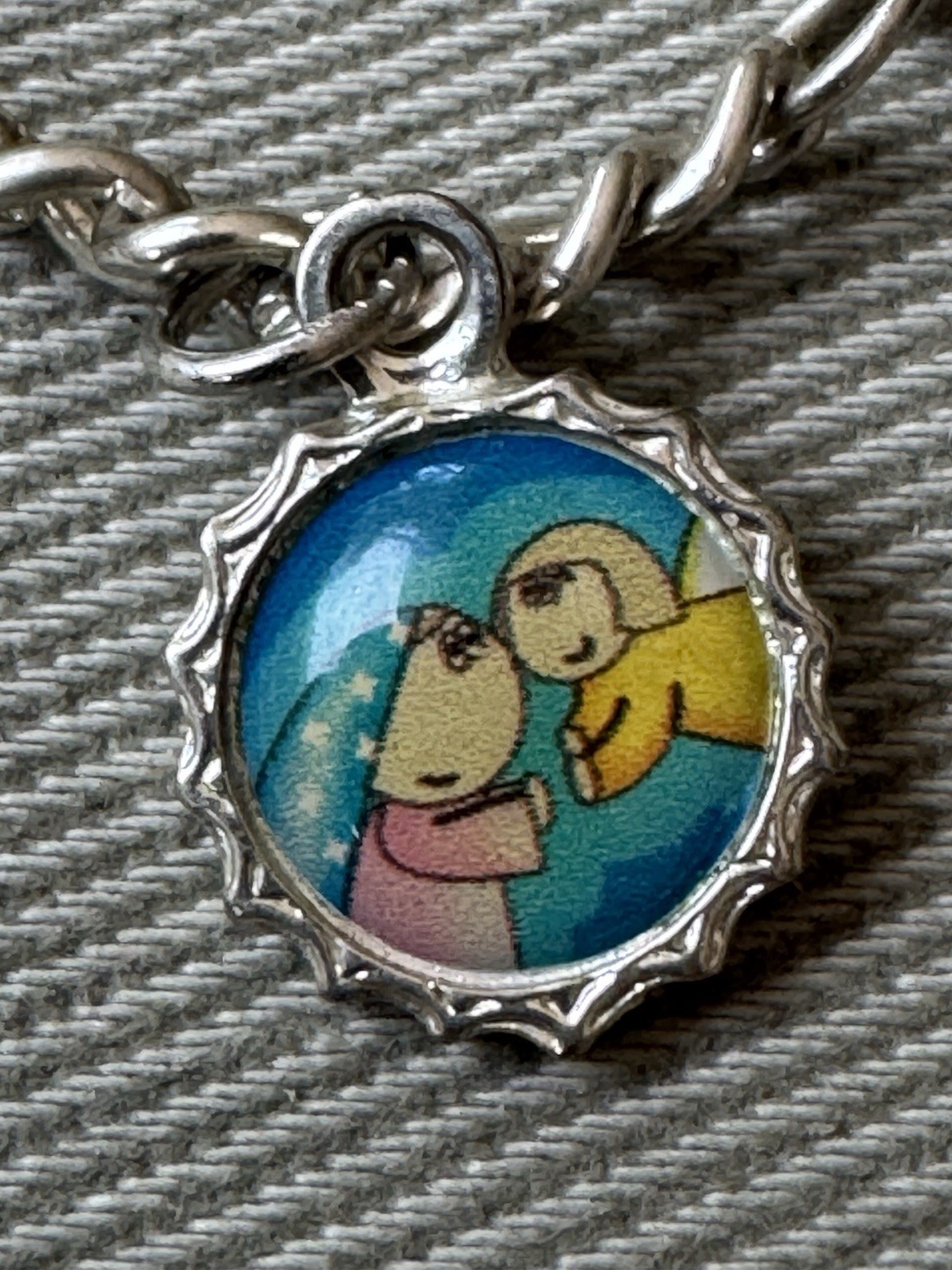Vintage Ricordo Metal and Enamel Cartoon Character Charm Bracelet