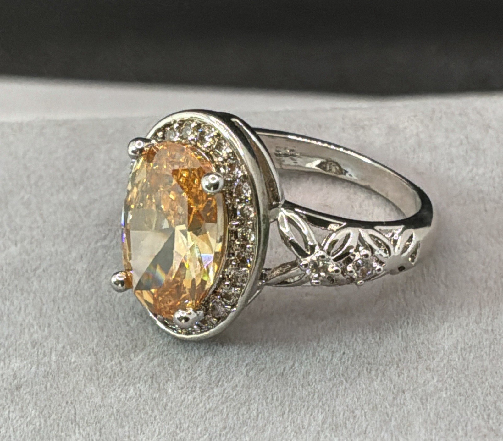 MORGANITE RING – Lab Created – 14X10mm Or 6.0ctw – .925 Sterling Silver!!!