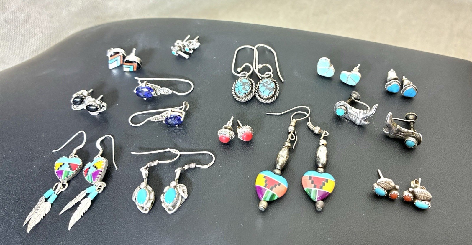 Sterling Silver Southwest Earrings Lot Turquoise 13 Pairs 925