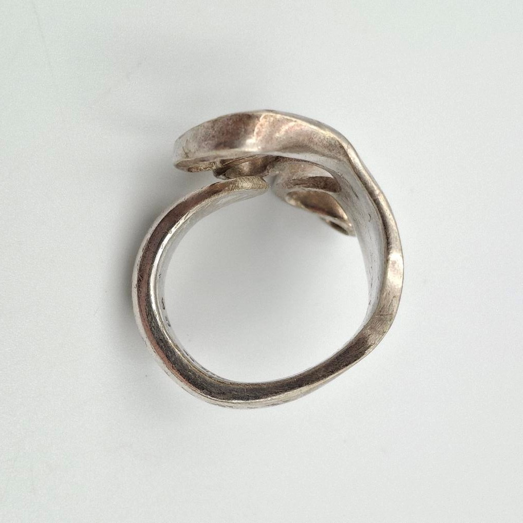 Vintage Victor & Co International Silver Plated Handmade Curled Tine Fork Ring 9