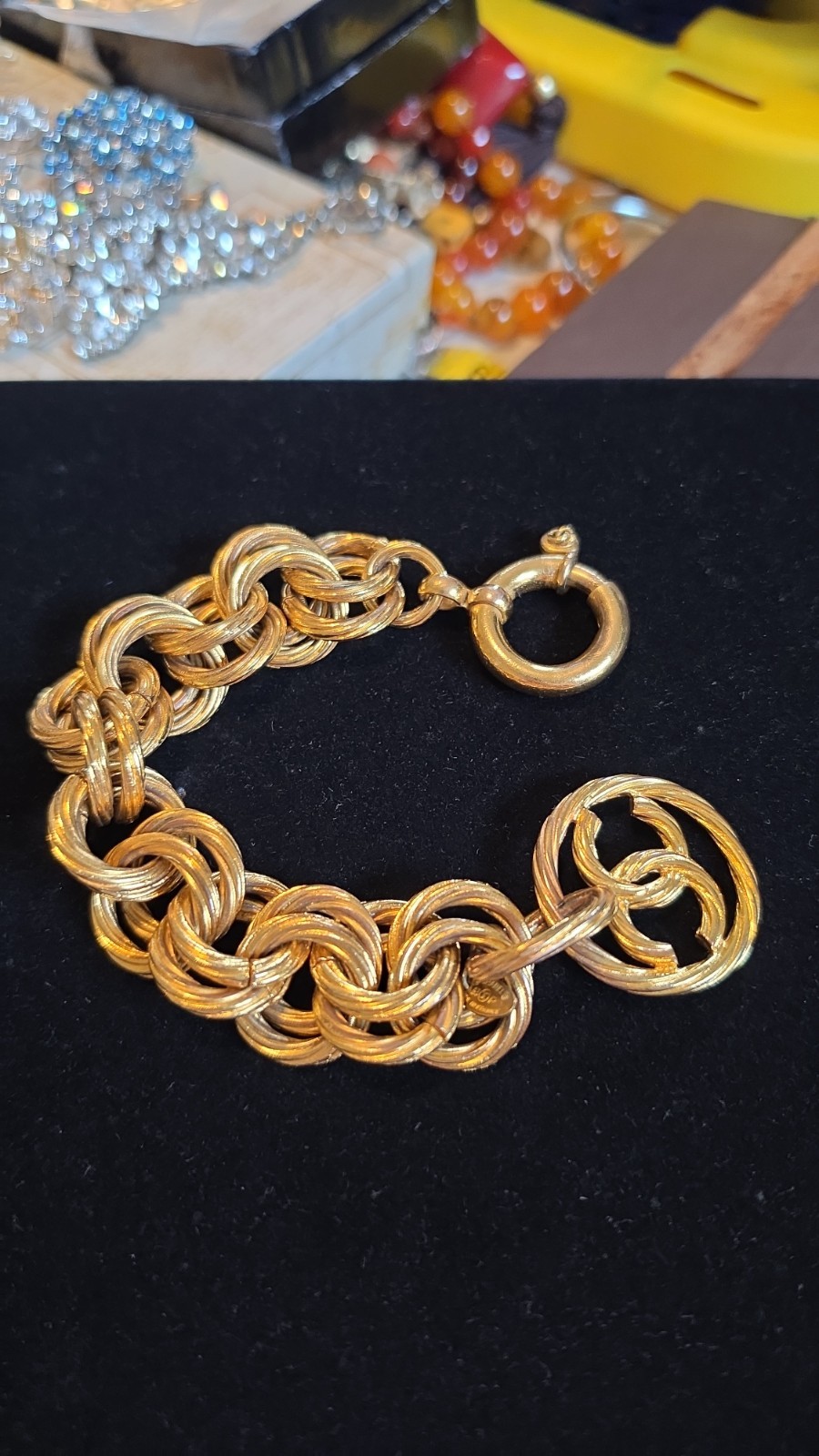 VTG CHANEL double twisted link logo bracelet LAGERFELD SPRING 93 AUTHENTICATED