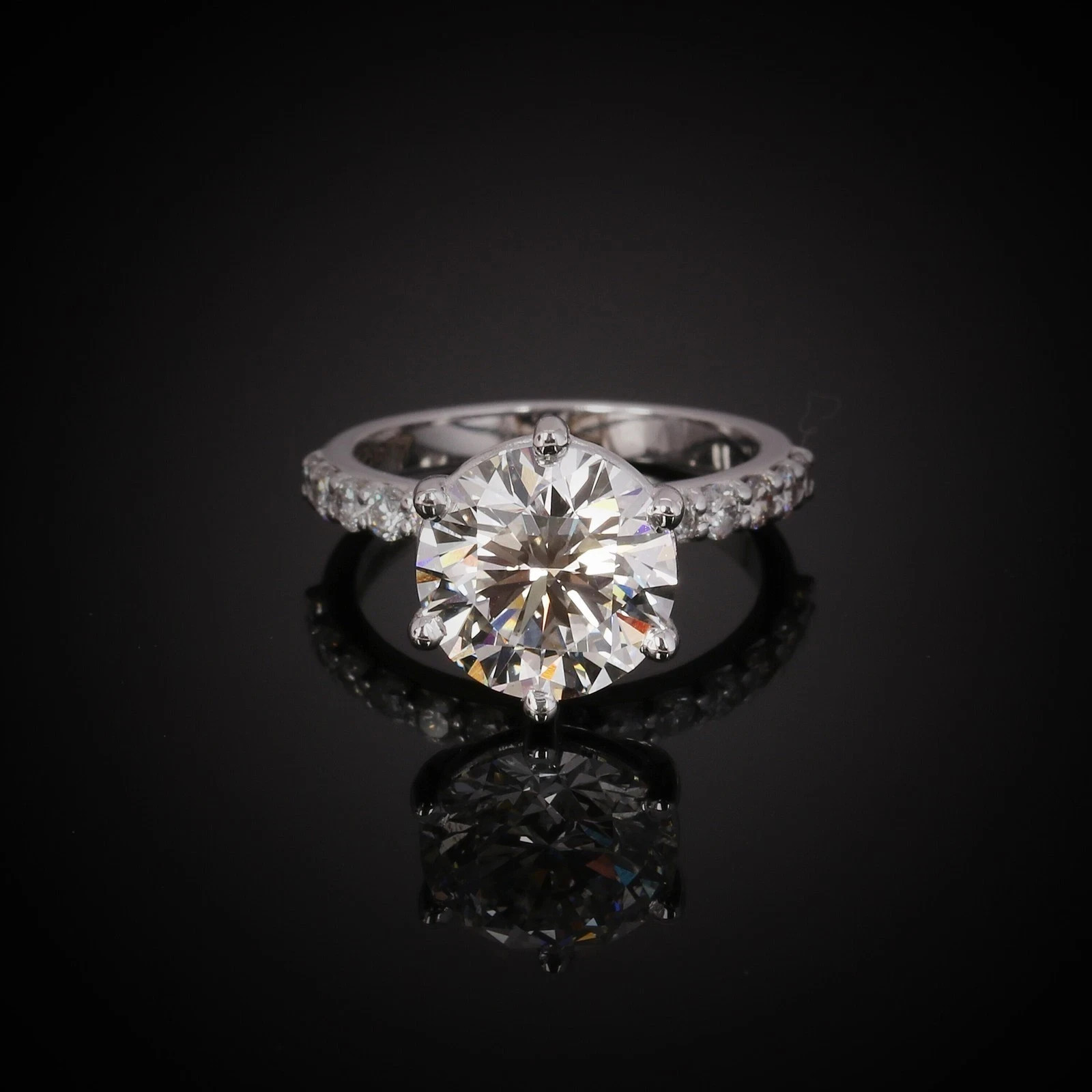 Rare 4.10 Ct Certified Round White Diamond Solitaire Engagement Ring 925 Silver