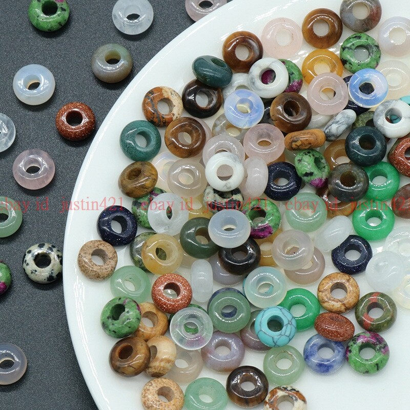 5x10mm Circle Natural Crystal Agate Jade Large Hole 4mm Abacus DIY Beads