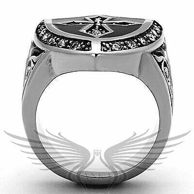 Men’S Stainless Steel Top Grade Crystal Cross Ring 8 9 10 11 12 13 Tk1349