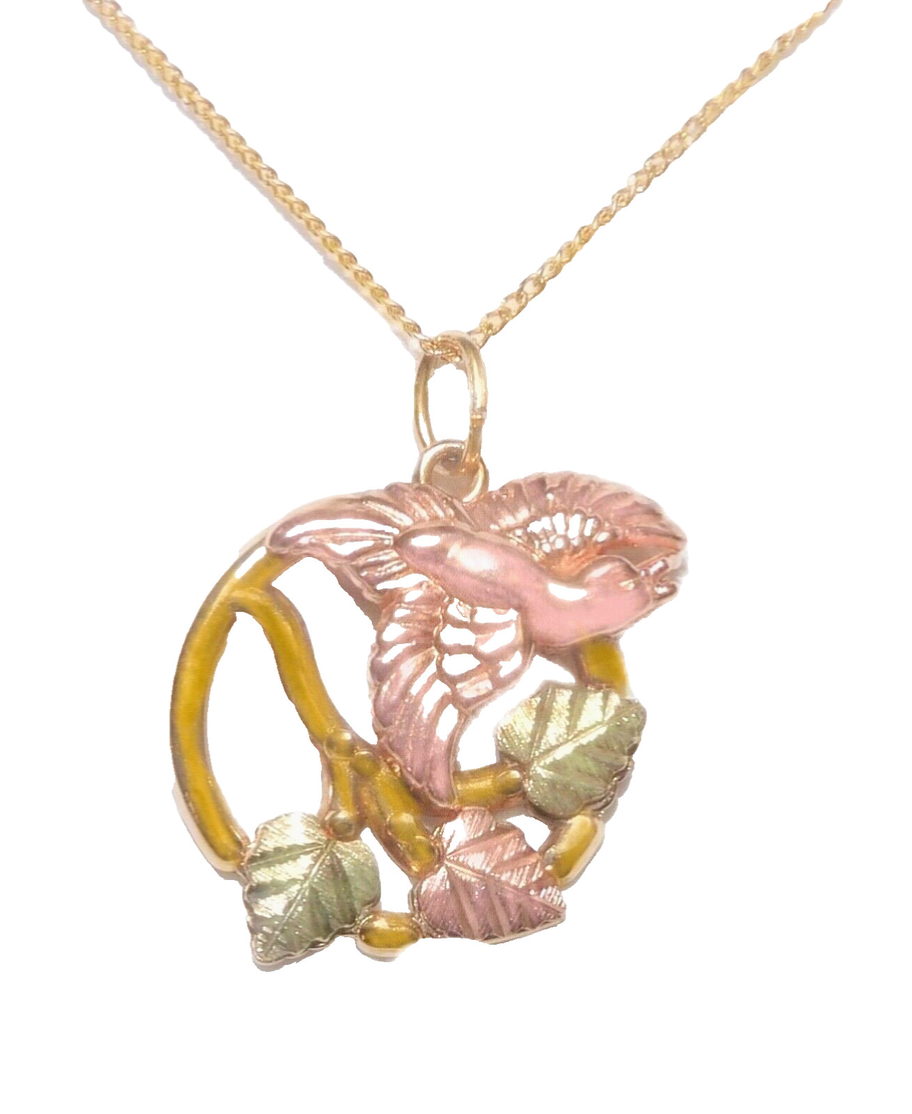 Black Hills Gold 10k Rose Gold Flying Bird Necklace 10k Chain