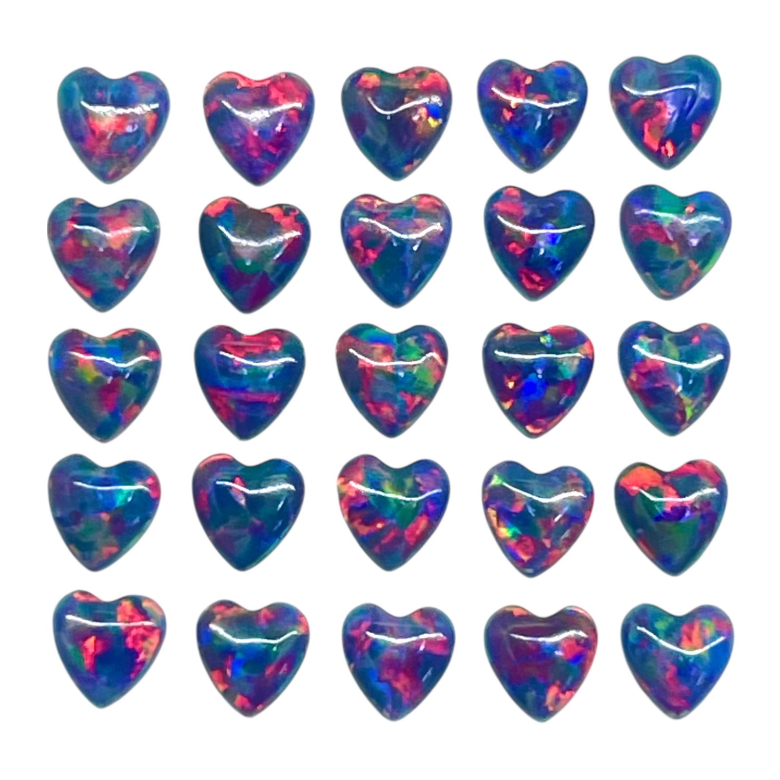 16 Pcs Black Australian Opal 3mm Heart Cabochon AAA Quality LabCreated Gemstones