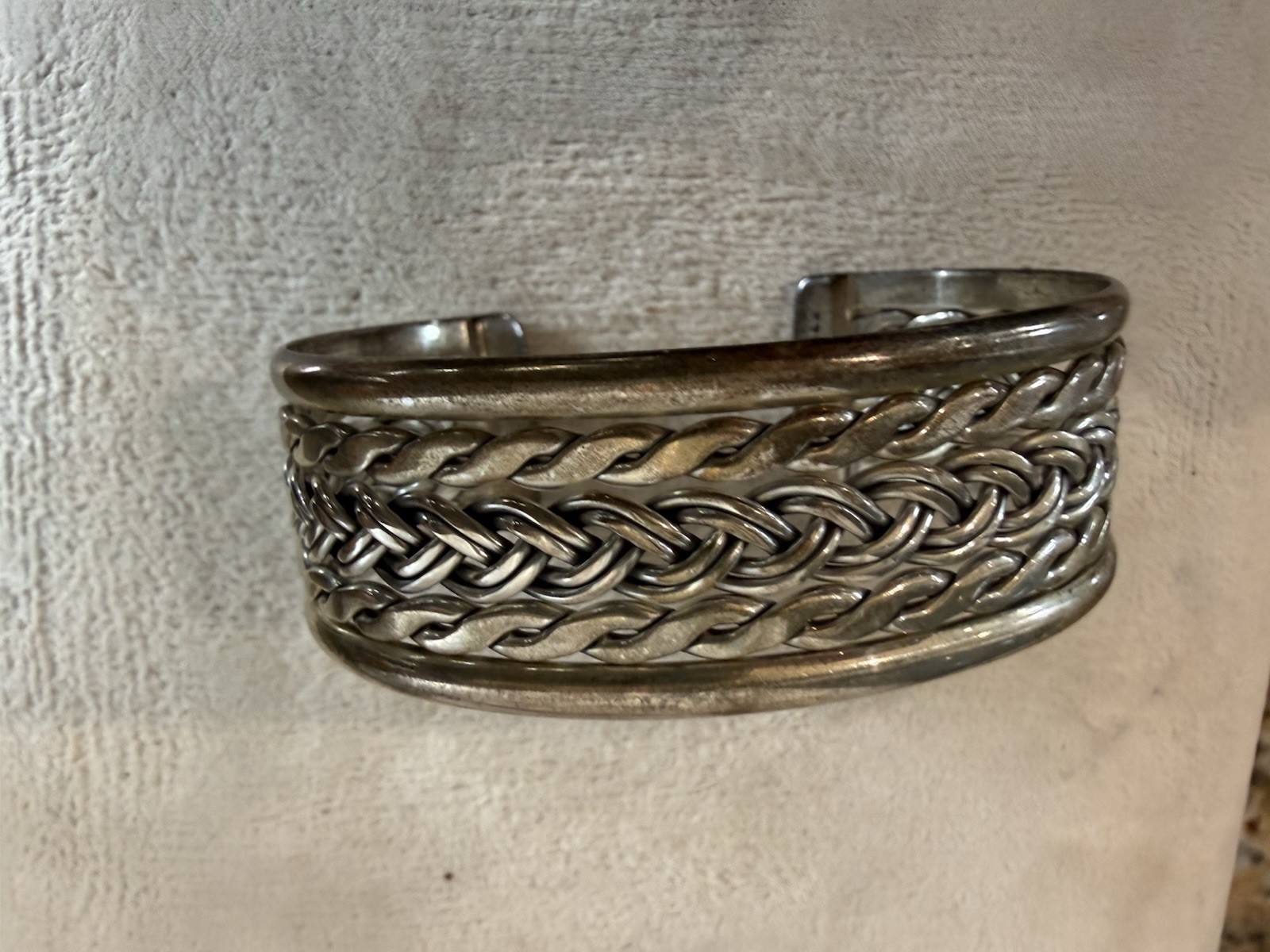 Braided Cuff Bracelet Mexico Sterling Silver 925 Size 7 Vintage