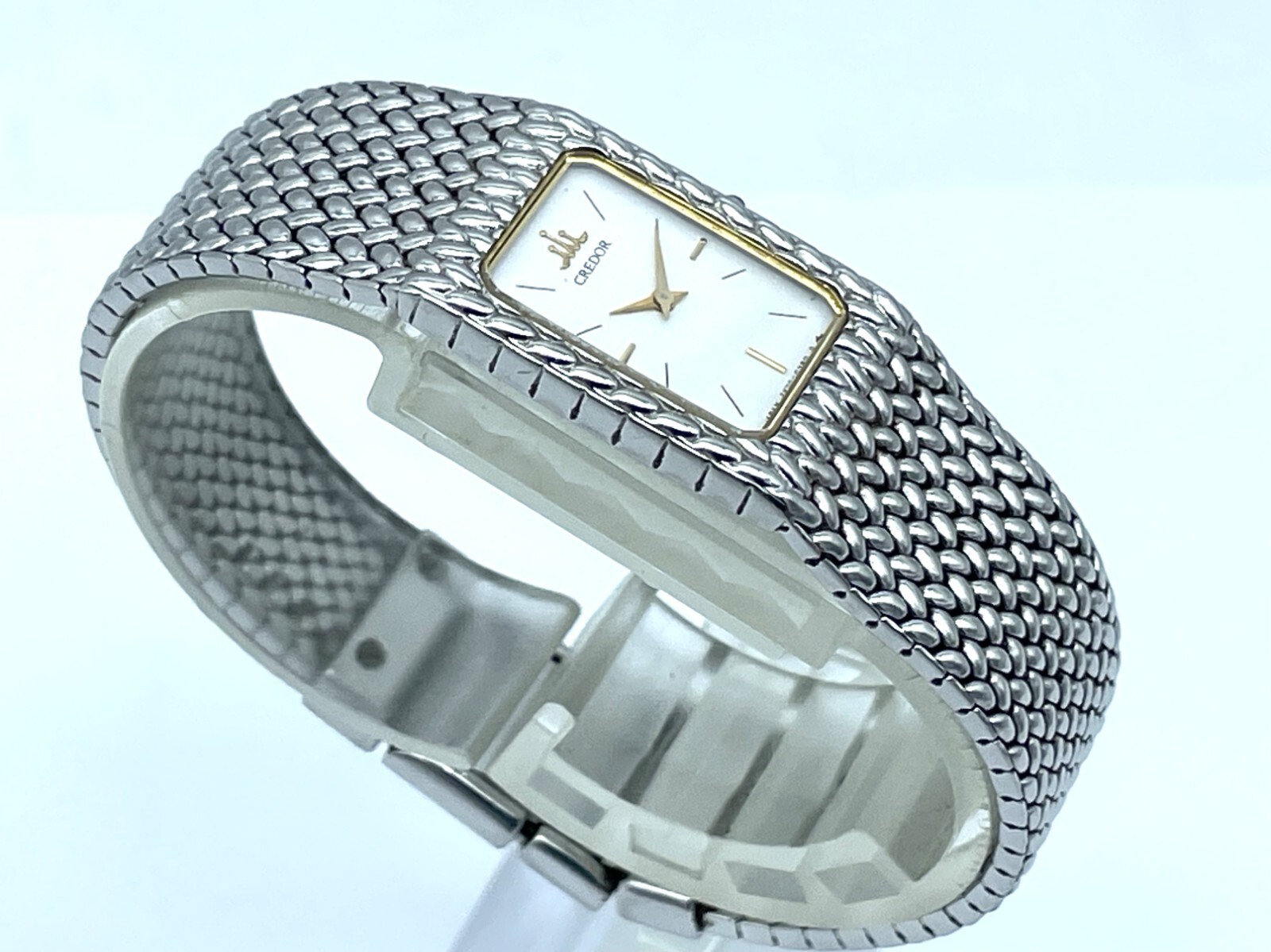 Near MINT Vintage SEIKO Credor Integral Quartz Ladies Watch White Dial 2F70-5341
