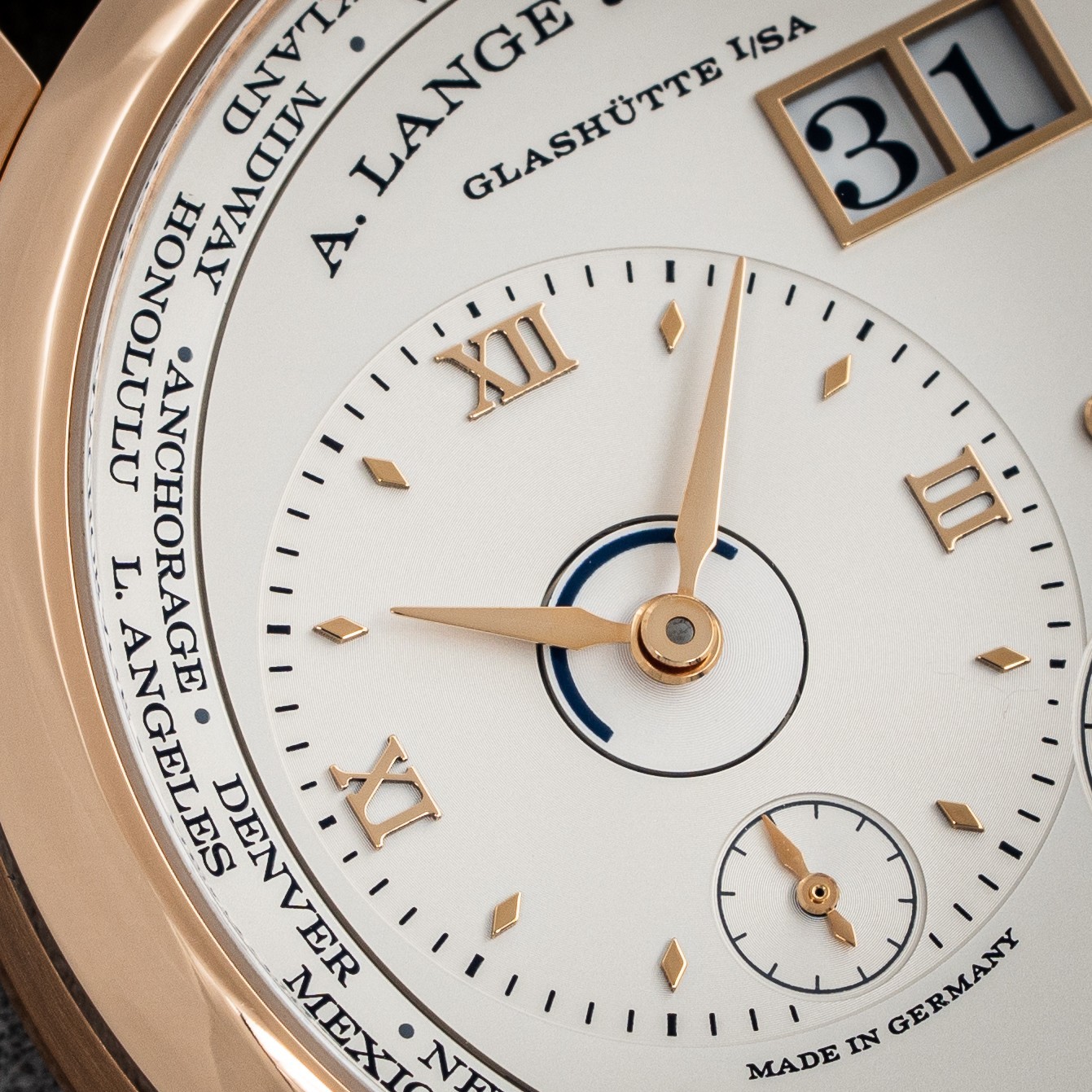 A. Lange & Söhne Lange 1 Time Zone in 18k Pink Gold 136.032 Box and Papers