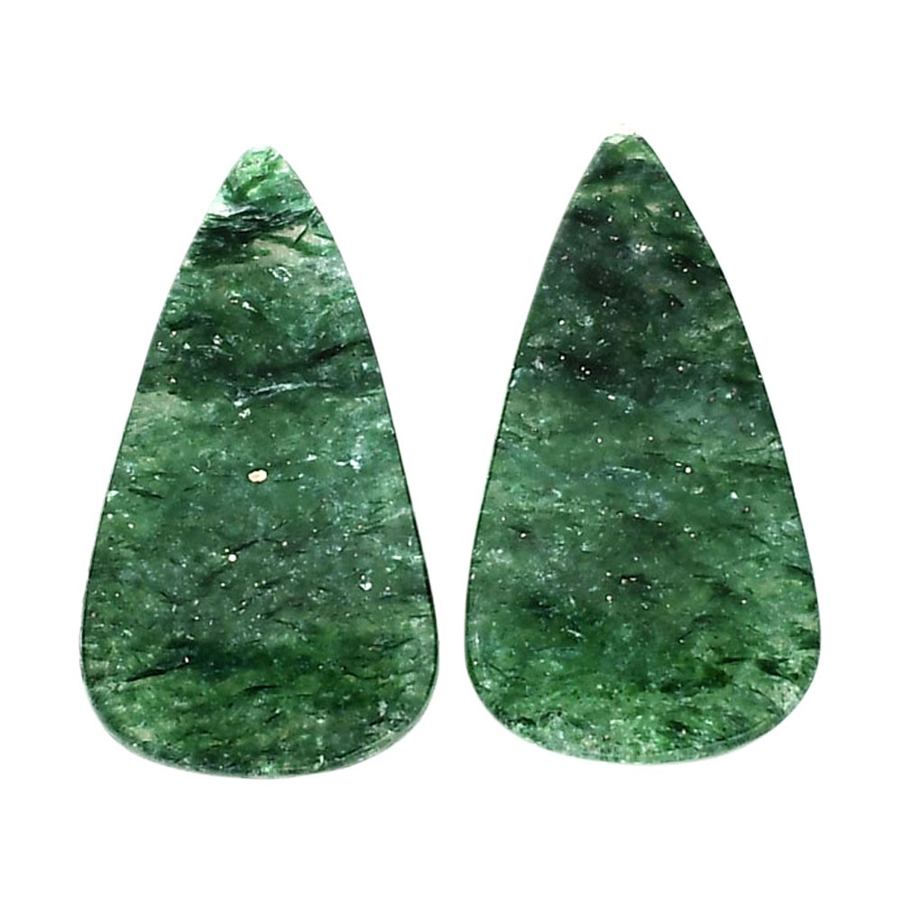 Natural Green Aventurine Pair 13.8×24.7×4 mm Pear Polished Gemstone LS76-04785