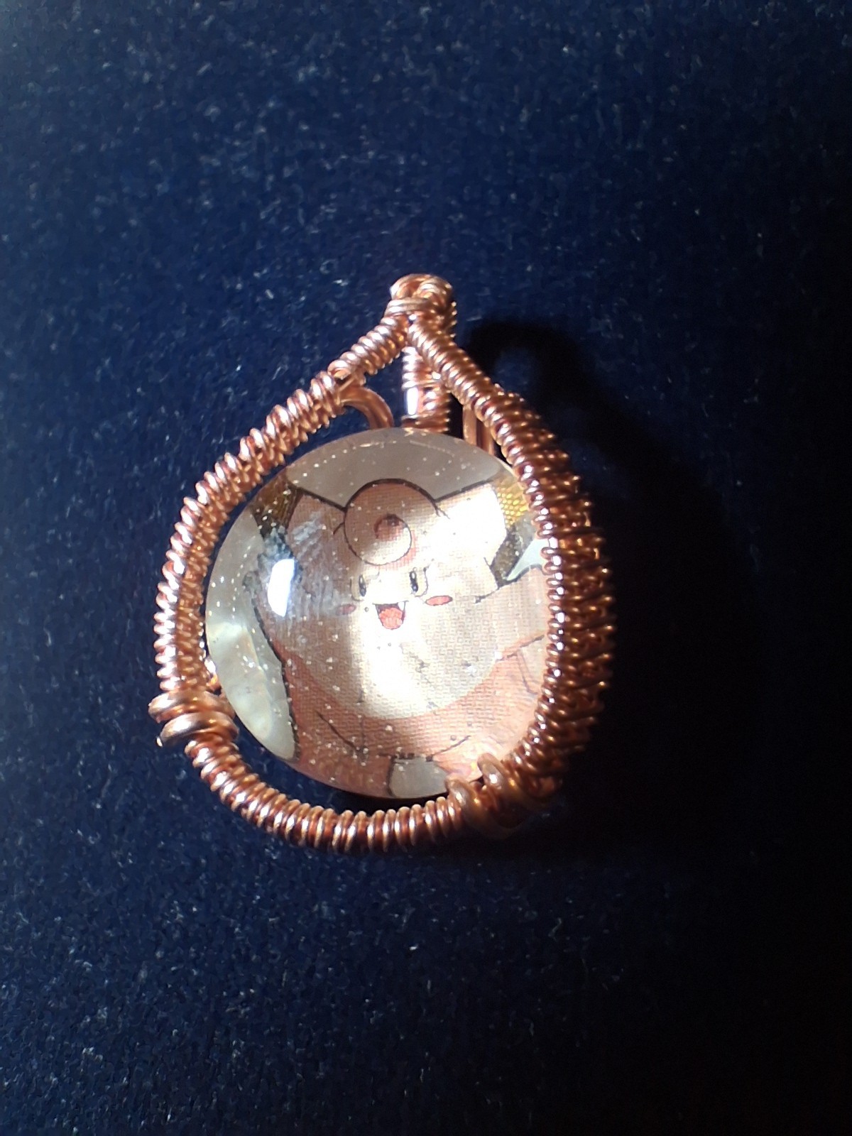 Handcrafted Copper Wire Wrapped Round Pendant Charm