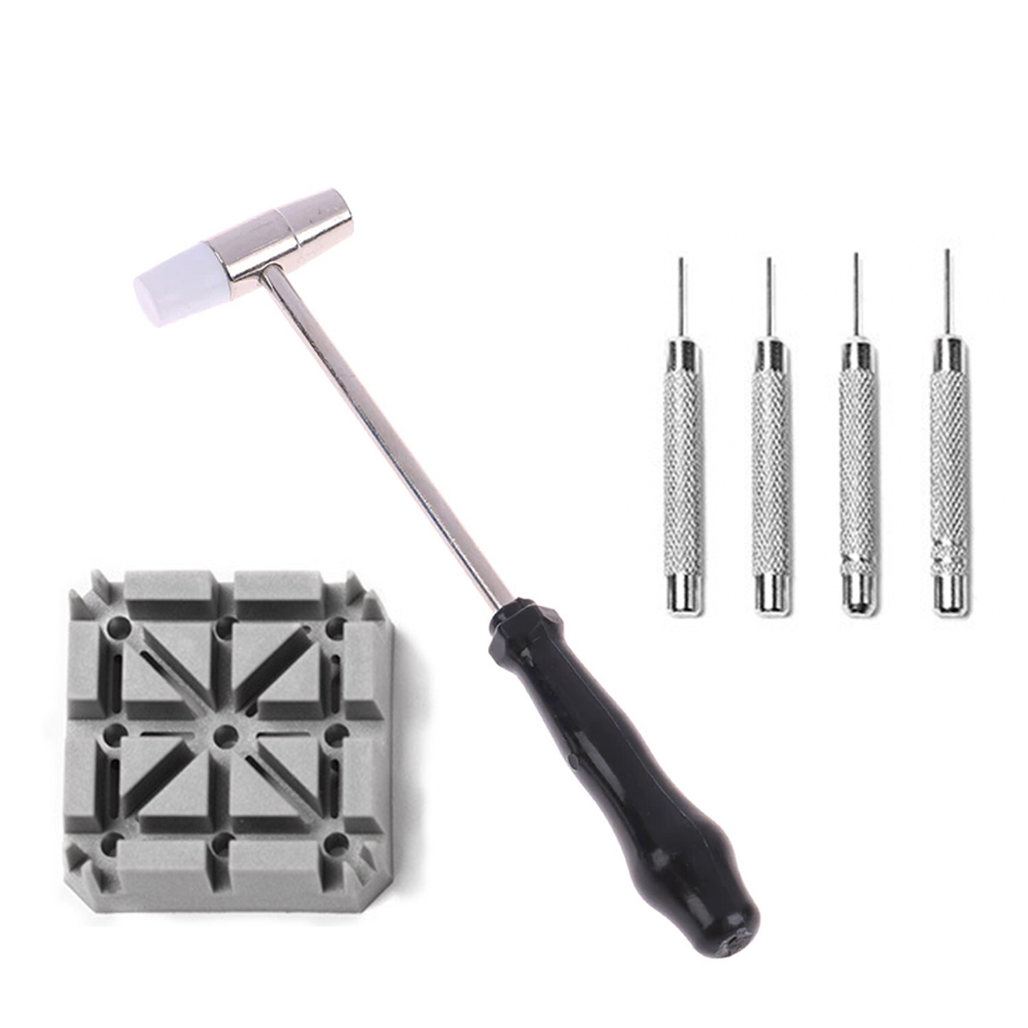 Watch Repair Band Link Remover Tool Kit – Hammer Punch Pins Watch Strap Holder