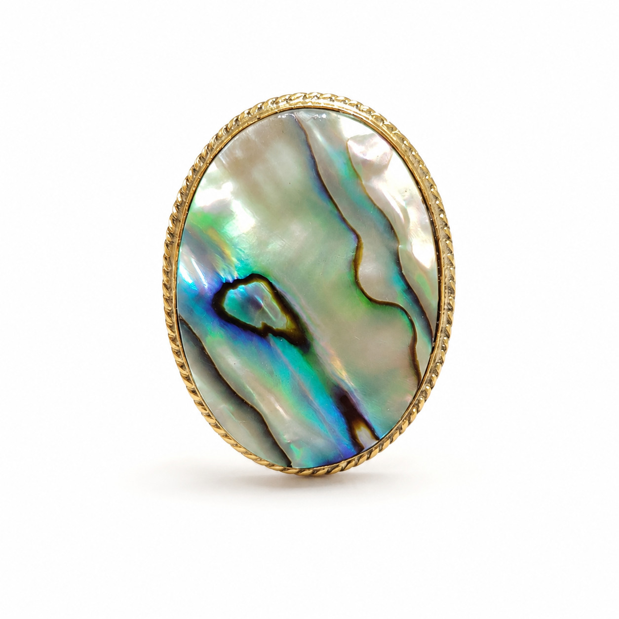 Abalone Shell Brass Groove Cabochon Iridescent Oval Bezel Jewelry Making Supply