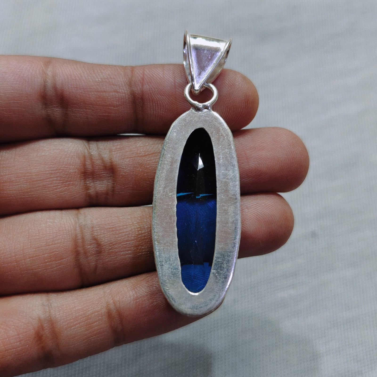 Natural Blue Tanzanite Quartz Pendant 925 Sterling Silver Handmade Gemstone Jewe