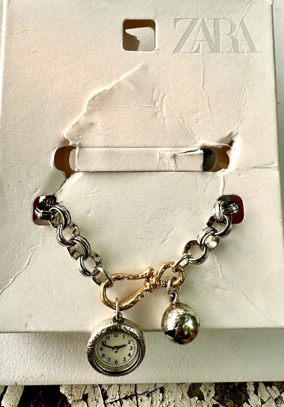 Zara mixed-metal watch charm bracelet