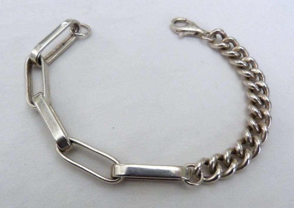 ITALY MILOR 925 STERLING SILVER LARGE LINK CHAIN CHUNKY BRACELET 8″ LONG