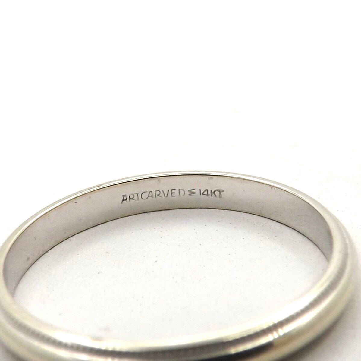 Art Carved 14k White Gold Milgrain Edge Wedding Band Ring sz7 New