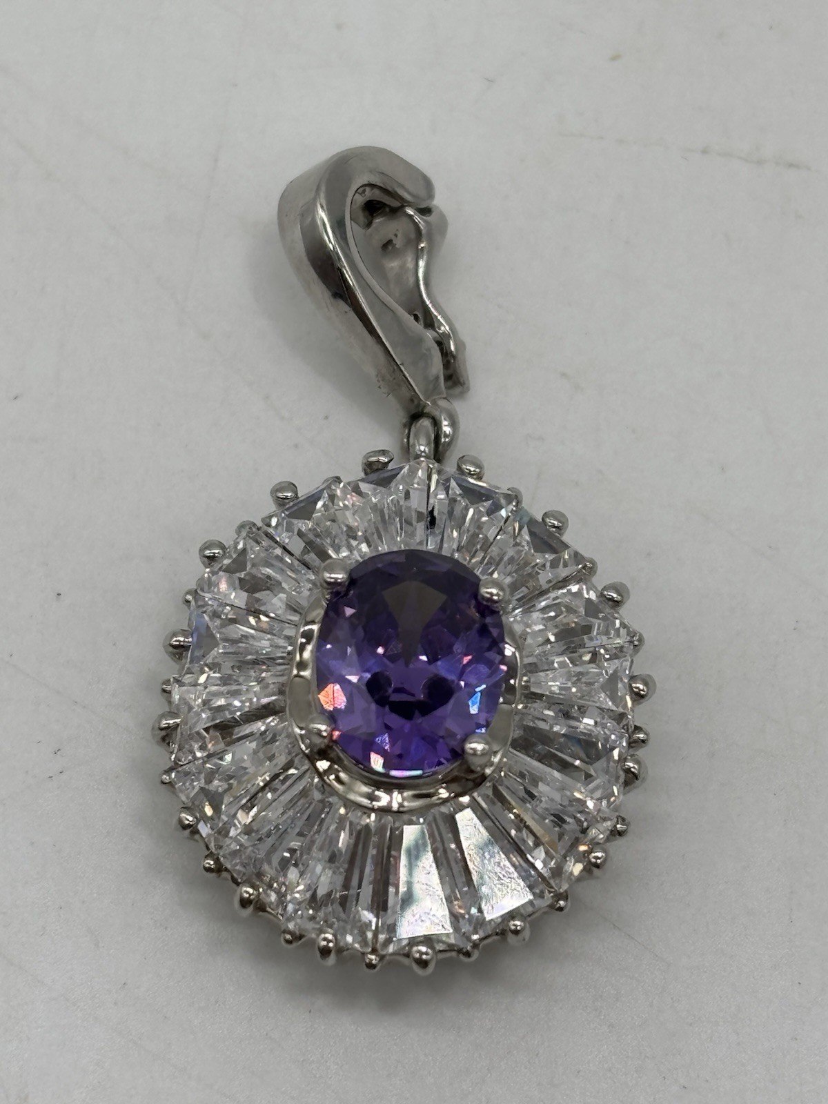 Vtg Nolan Miller Glamour Coll Signed Faux Amethyst Sunburst Enhancer Pendant