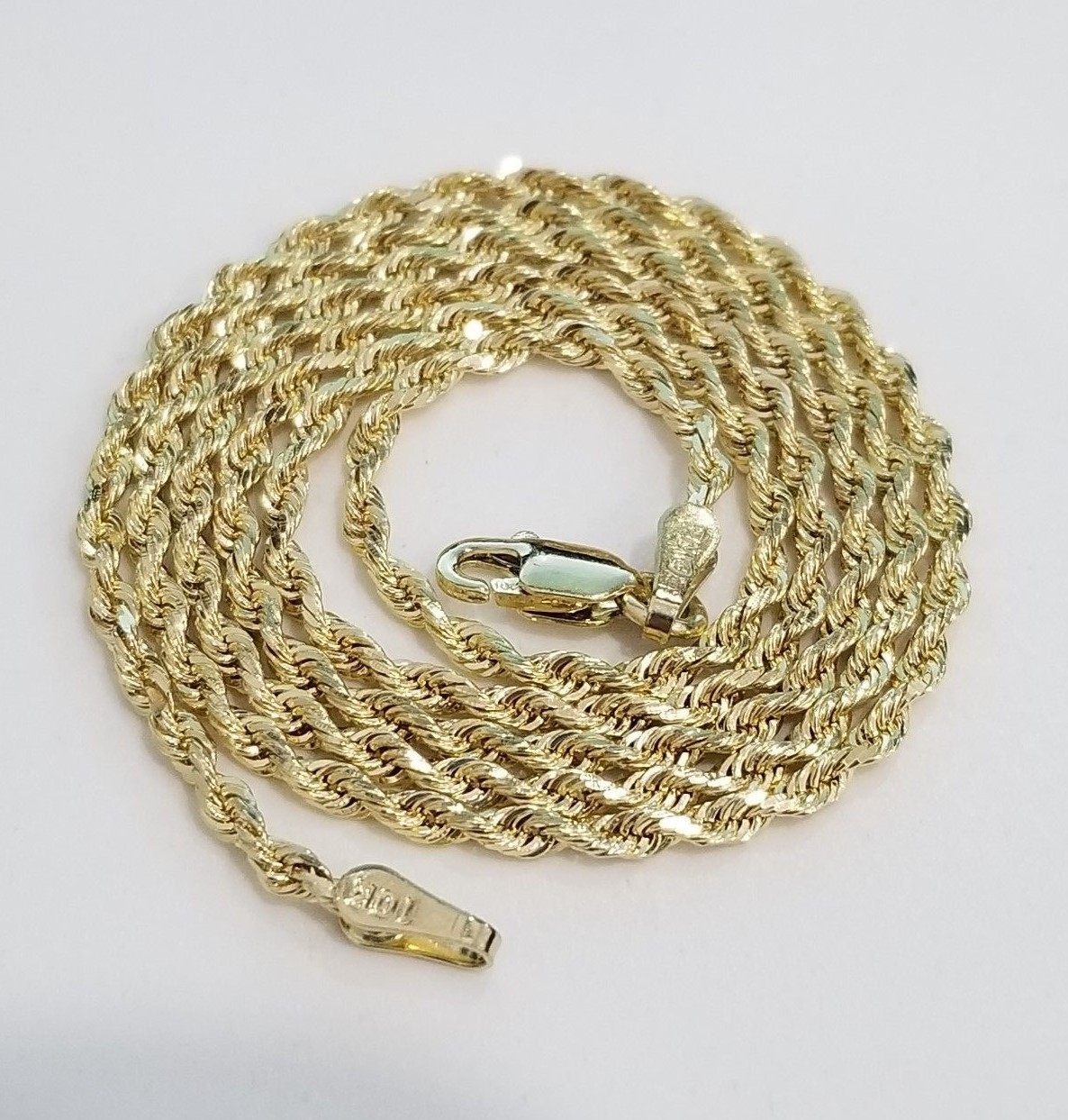 100% Real 10k Yellow Gold Necklace Hollow Rope Chain 2.5mm 22″ inch