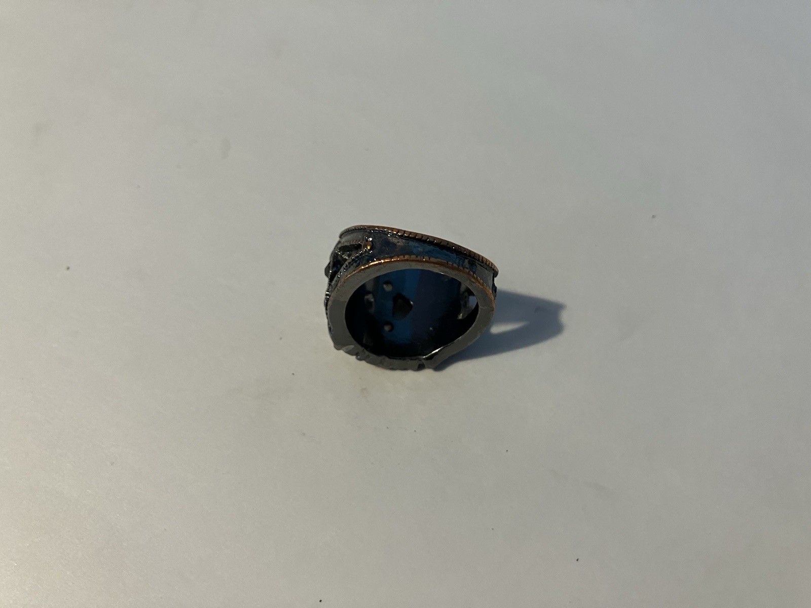 Brown Metal Cocktail Ring With Black & White Stones Size 7