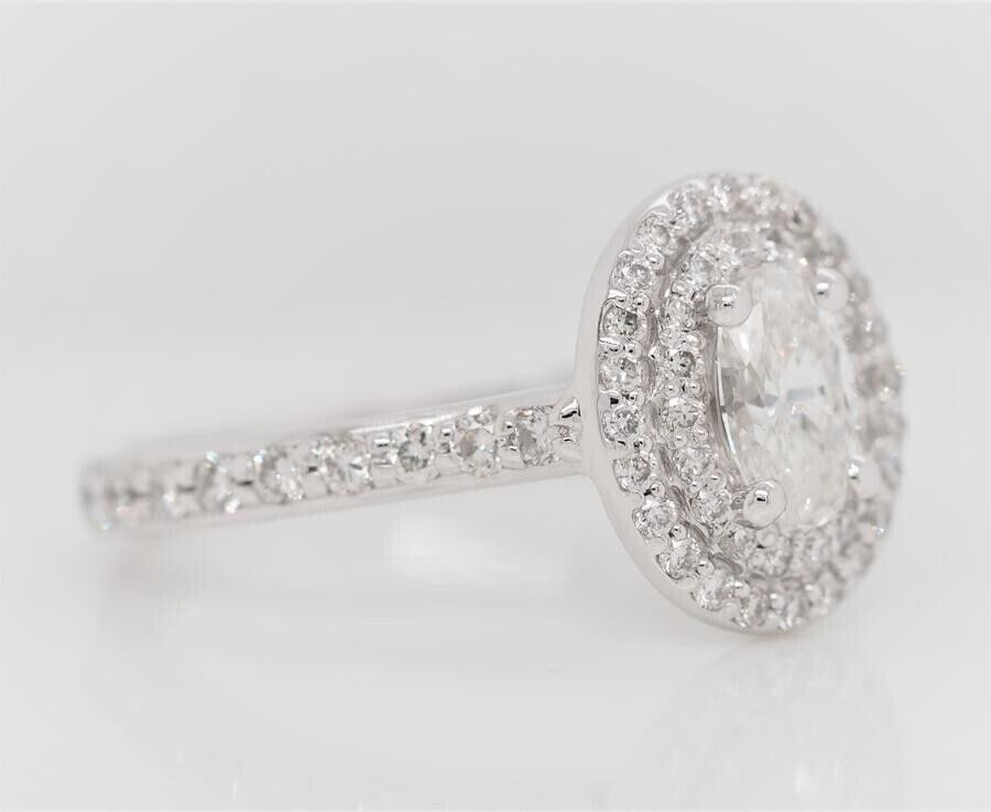 1.50TCW Oval Cut IGI Certified Lab Grown Diamond Double Halo Ring 14k White Gold