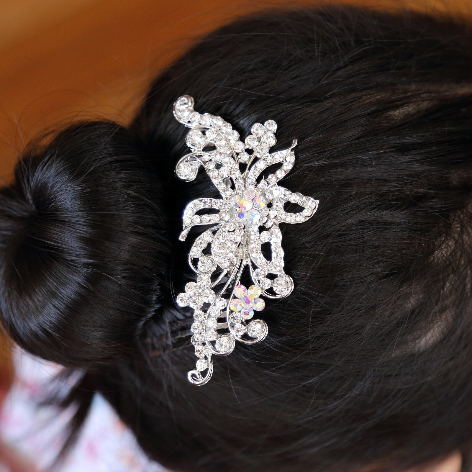 USA Seller wedding bridal crystal rhinestone silver tone hair comb