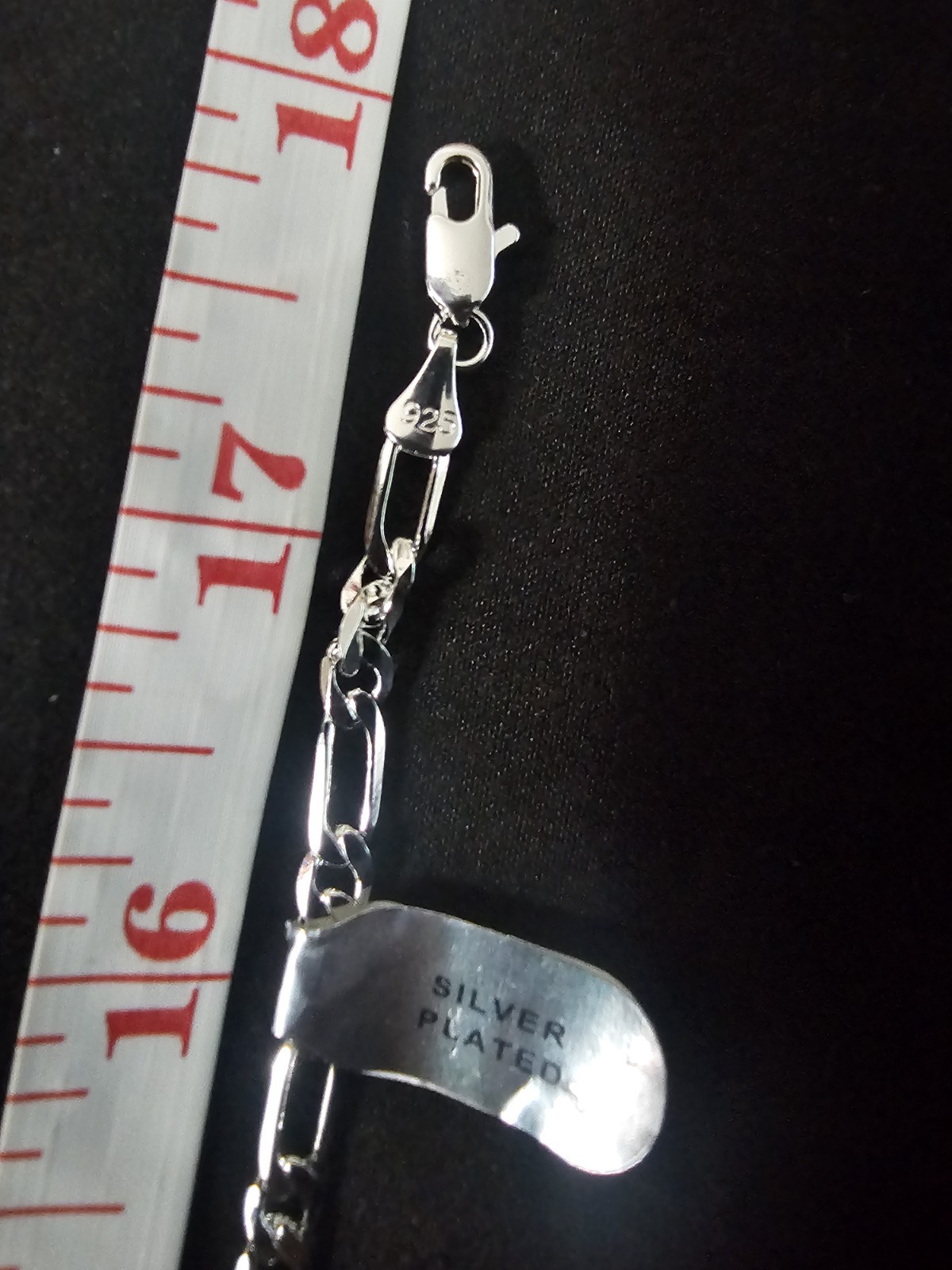 18in 925. stamped sterling Silver-Plated on stainless steel-3.9mm Figaro Chain