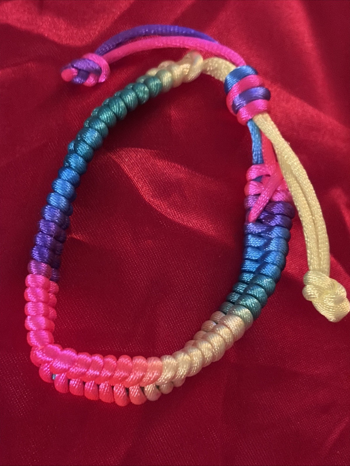NEW COLORFUL NEON NYLON HERRINGBONE WEAVE FRIENDSHIP BRACELET ADJUSTABLE NIP