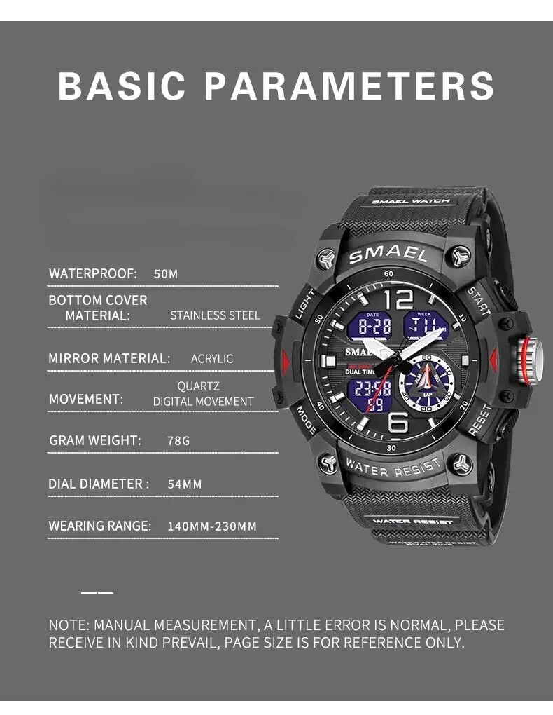 Military Tactical Waterproof Digital Sports Watch LED Backlight TAC Wristwatch