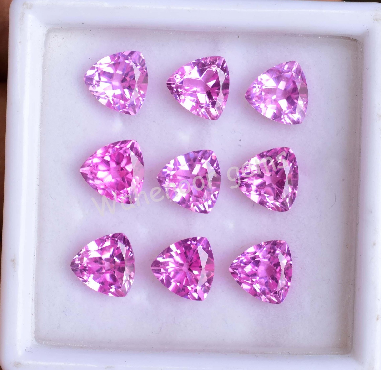 9 Pcs Natural Pink Mogok Ruby 6.90 MM Trillion Certified Loose Gemstone