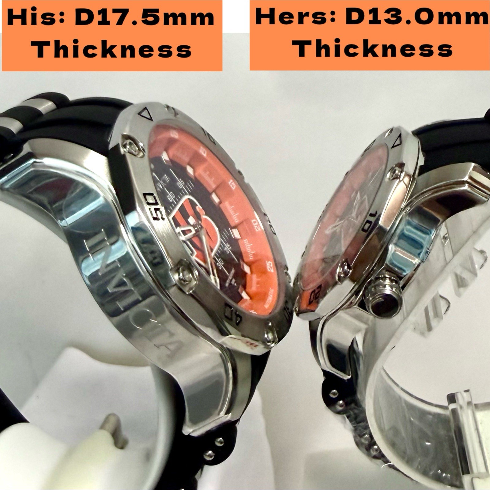 50mm & 38mm Auto His & Hers BENGALS-NFL| Black Football Field Dial Invicta Watch