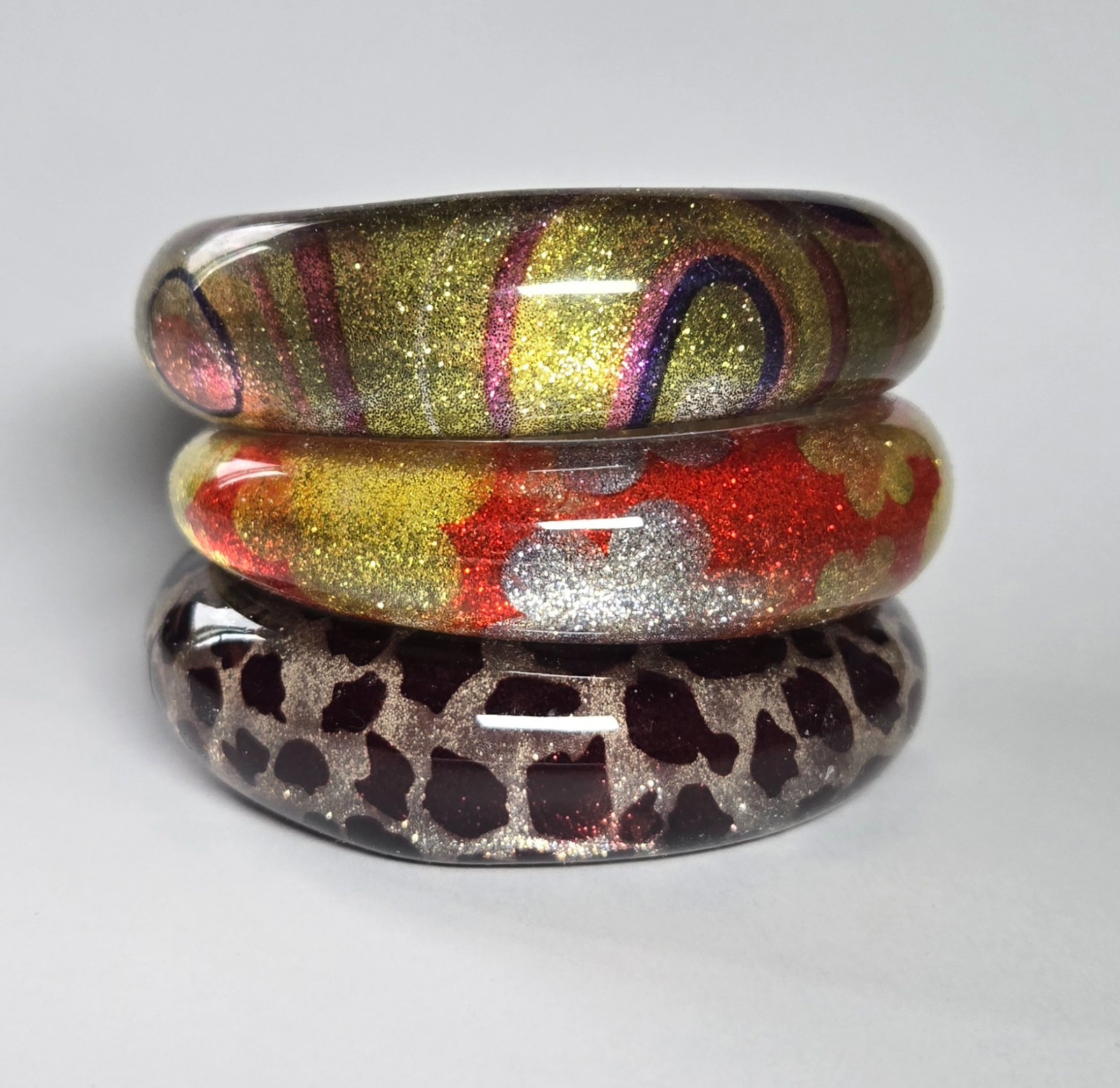 Wholesale Bangles Lot of 12 Resin Bangle Colorful Flower Print Stackable