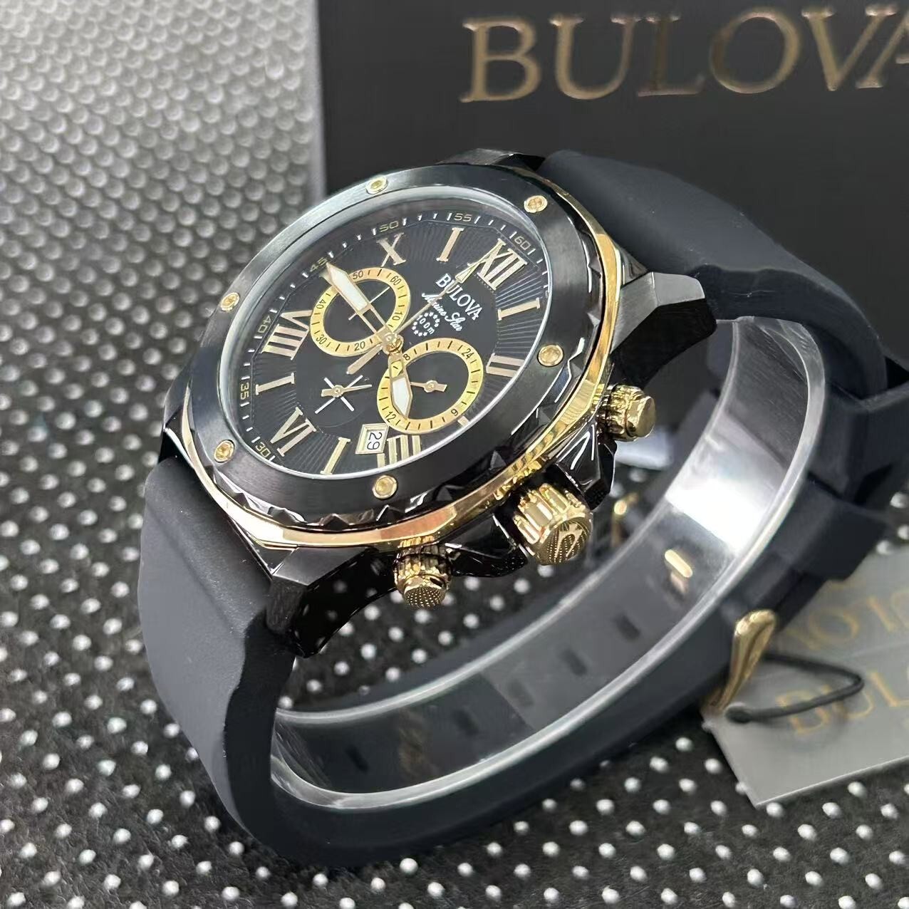 Bulova Marine Star 98B278 Men’s Quartz Chronograph Watch Black Dial 44MM 98B278