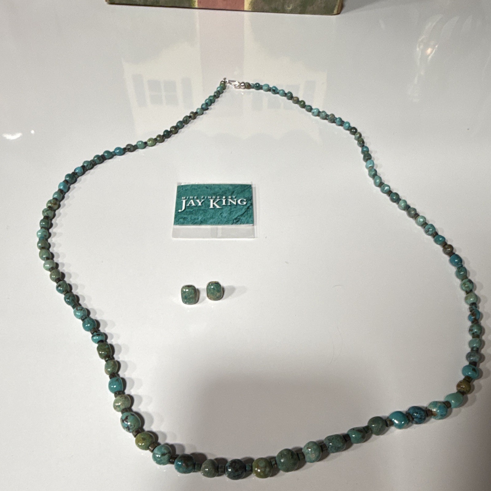 Mine Finds by Jay King Turquoise Blue Green Round Beaded Necklace with earrings