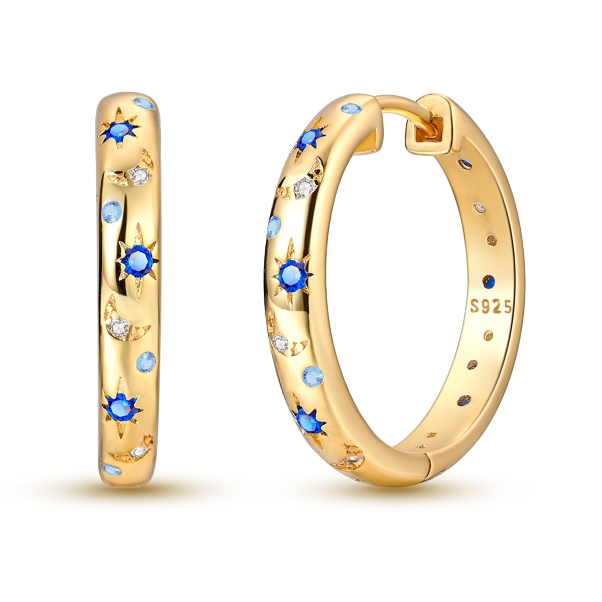 LAZA Original Starry Night 925 Silver Hoop Earrings Women Jewelry