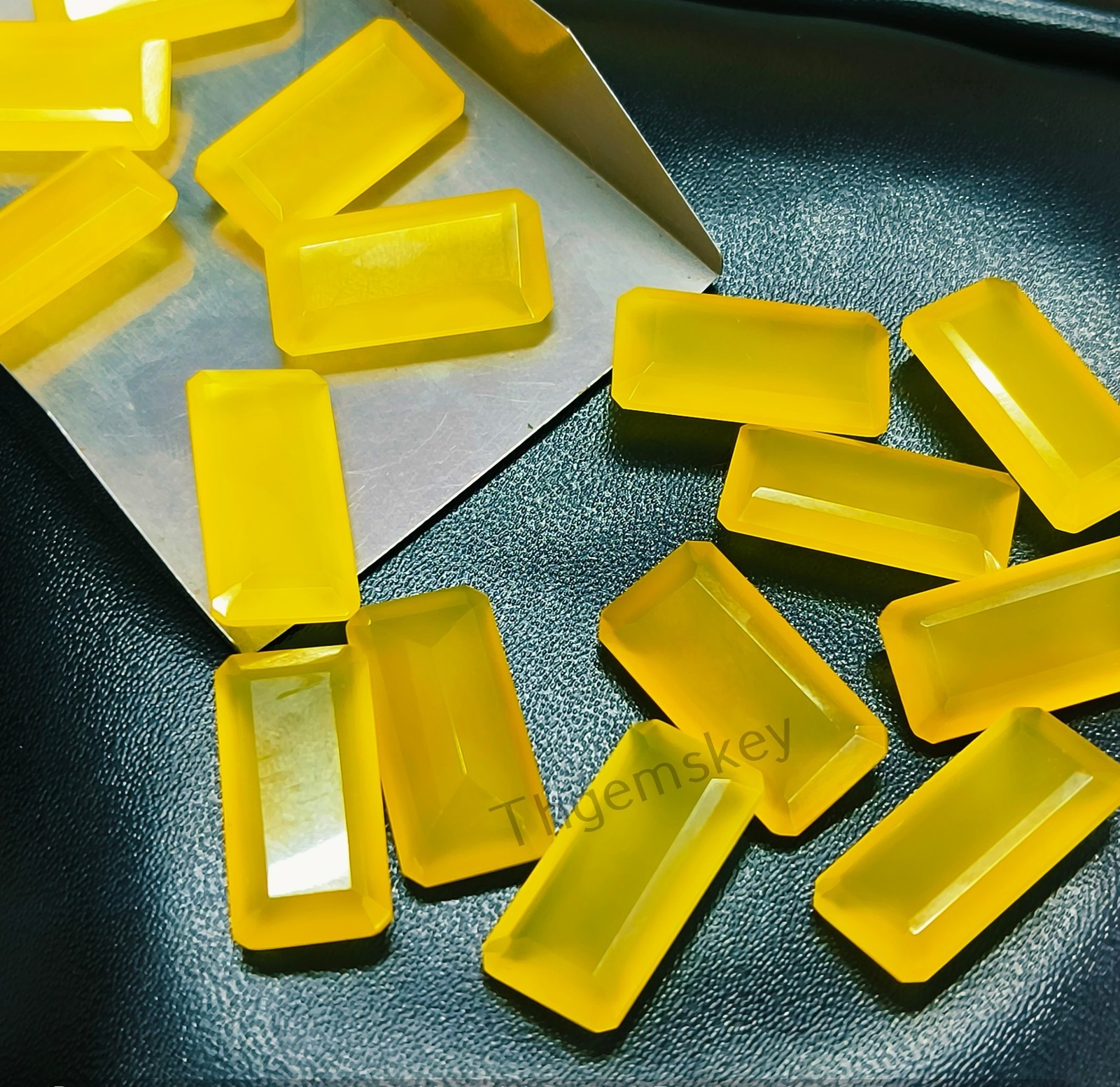 Natural Yellow Chalcedony Faceted Cut Long Octagon Gemstone 6x12mm-15x30mm