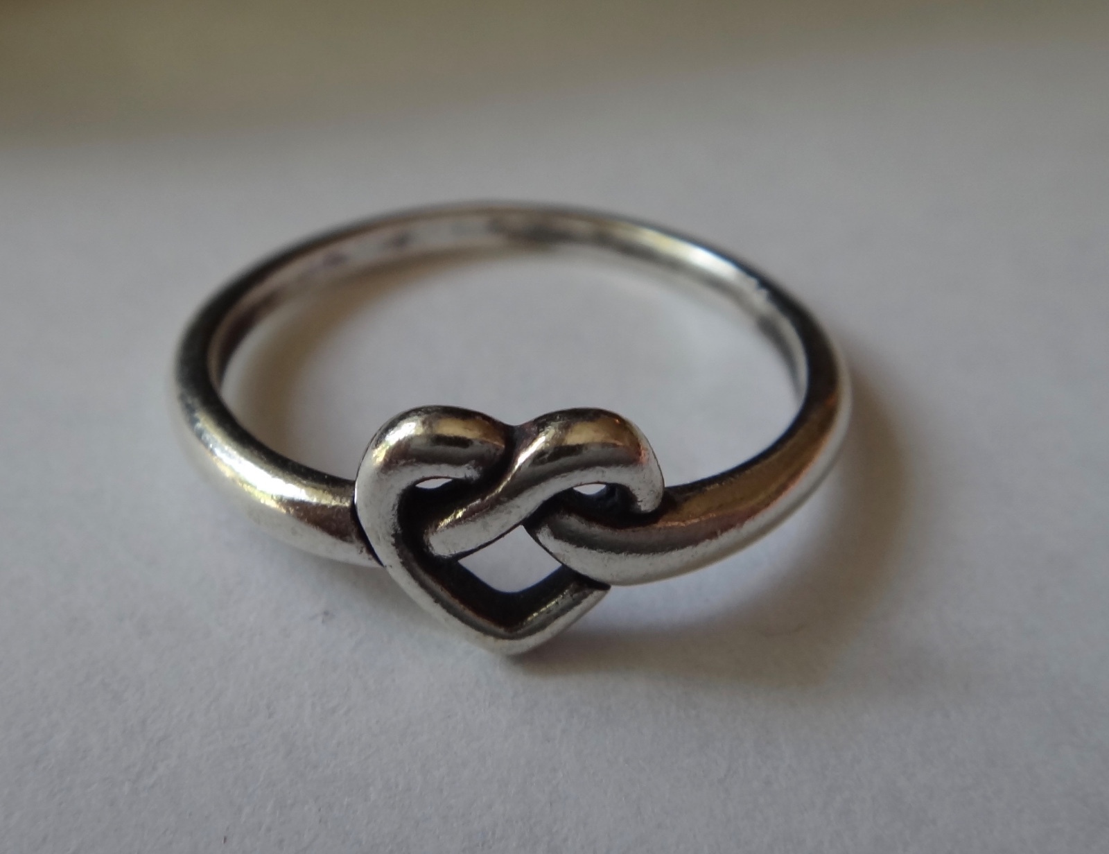 Sterling Silver Small Heart Knot ring 2mm band Ring in sizes 5 6 7 8 8.5 9 or 10