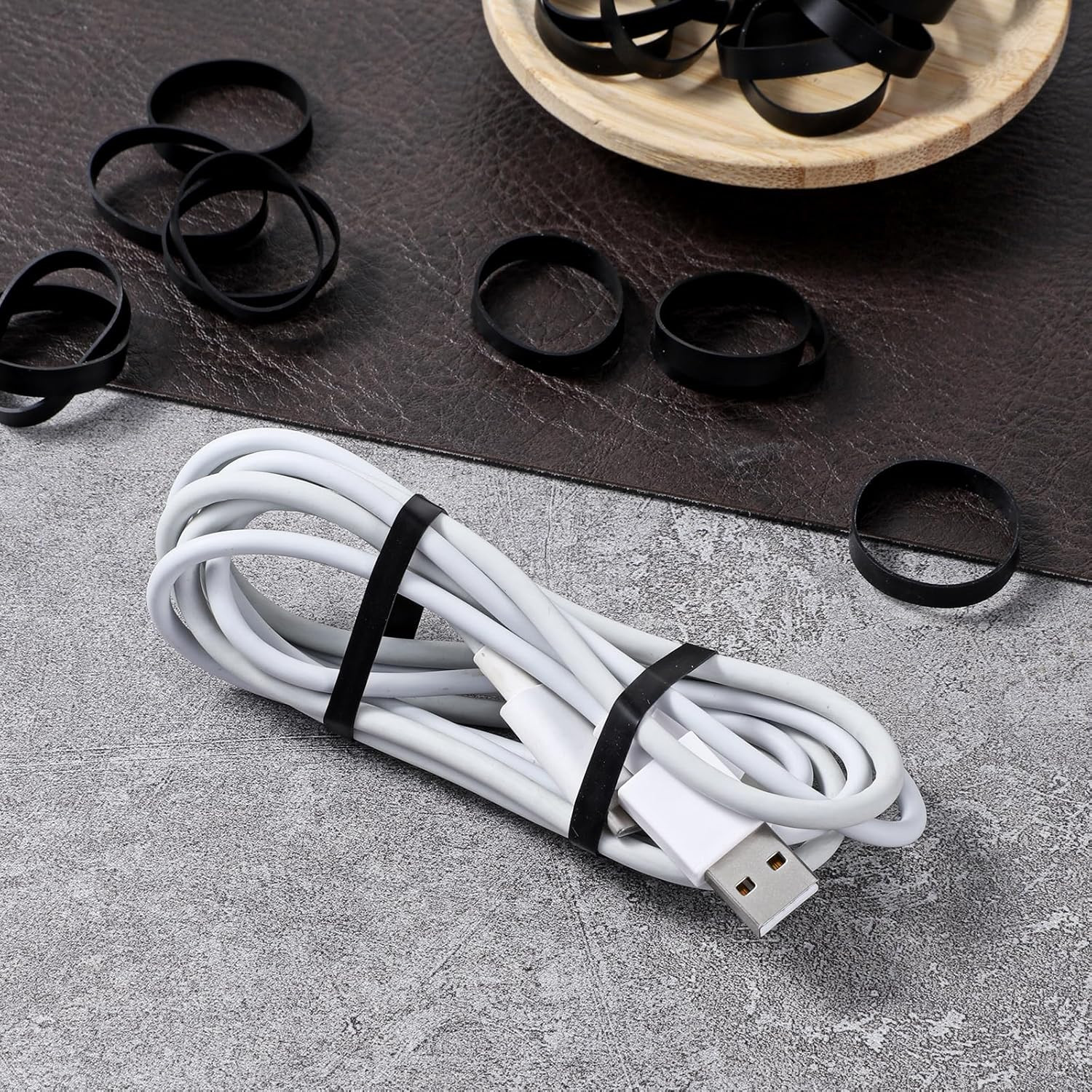 100 PCS Silicone Rubber Bands, 1″/25Mm Diameter Black Small Rubber Bands Elastic